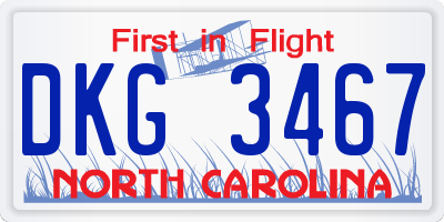 NC license plate DKG3467