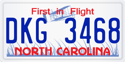 NC license plate DKG3468