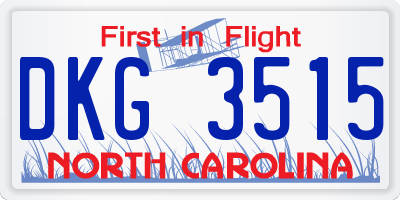 NC license plate DKG3515