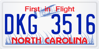 NC license plate DKG3516
