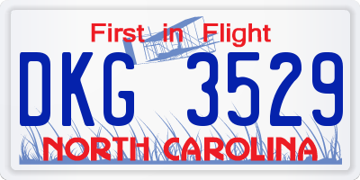 NC license plate DKG3529