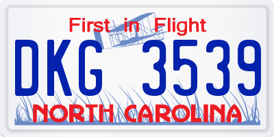 NC license plate DKG3539
