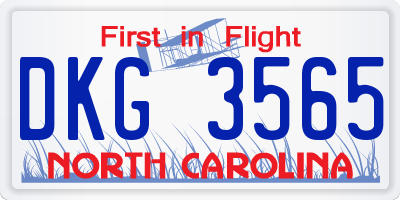NC license plate DKG3565