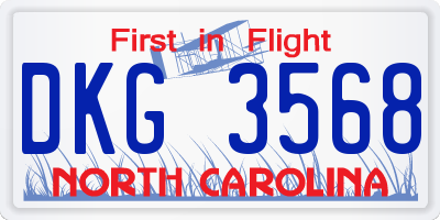 NC license plate DKG3568