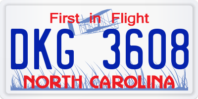 NC license plate DKG3608