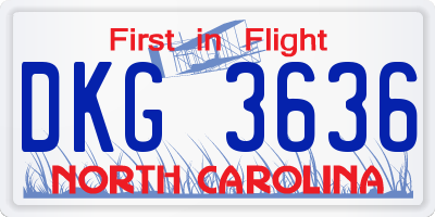 NC license plate DKG3636