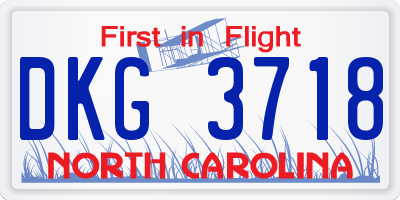 NC license plate DKG3718
