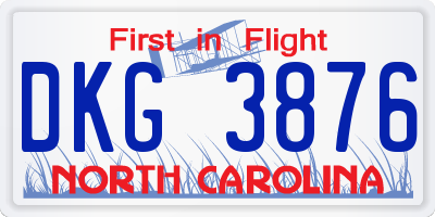 NC license plate DKG3876