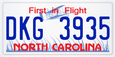 NC license plate DKG3935