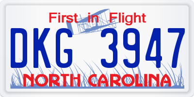 NC license plate DKG3947