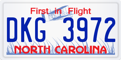 NC license plate DKG3972