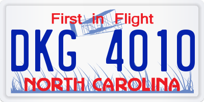 NC license plate DKG4010