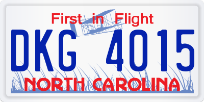 NC license plate DKG4015