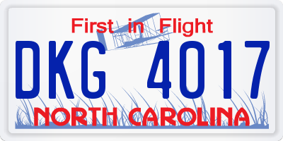 NC license plate DKG4017