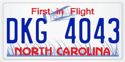 NC license plate DKG4043
