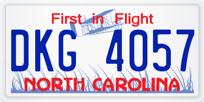 NC license plate DKG4057