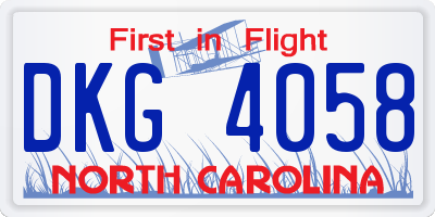 NC license plate DKG4058