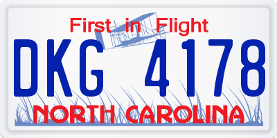 NC license plate DKG4178