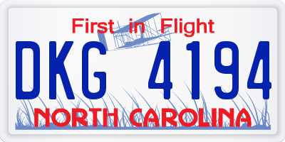 NC license plate DKG4194