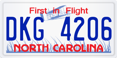 NC license plate DKG4206