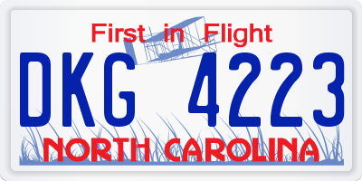 NC license plate DKG4223