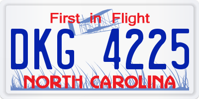 NC license plate DKG4225