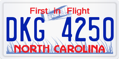 NC license plate DKG4250
