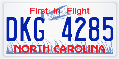 NC license plate DKG4285