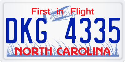 NC license plate DKG4335