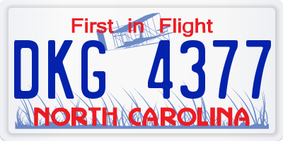 NC license plate DKG4377