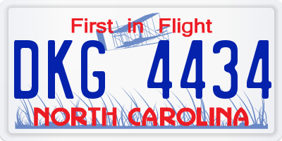 NC license plate DKG4434