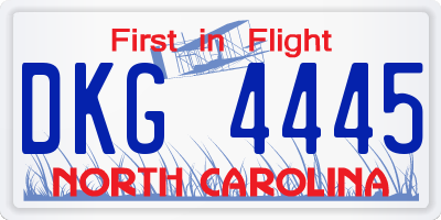 NC license plate DKG4445