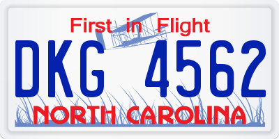 NC license plate DKG4562