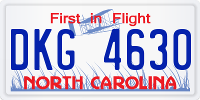NC license plate DKG4630