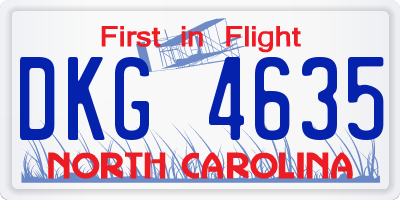 NC license plate DKG4635