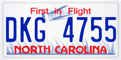 NC license plate DKG4755