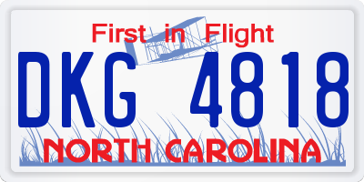 NC license plate DKG4818