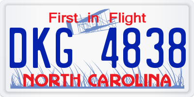 NC license plate DKG4838