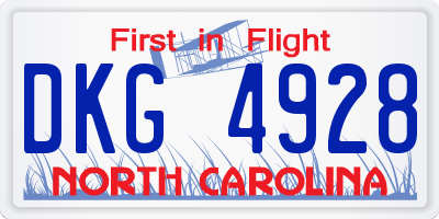 NC license plate DKG4928