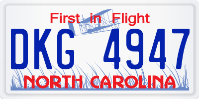 NC license plate DKG4947
