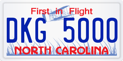 NC license plate DKG5000