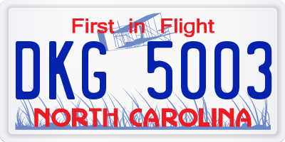 NC license plate DKG5003