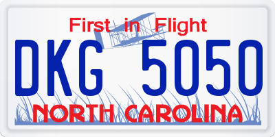 NC license plate DKG5050