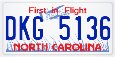 NC license plate DKG5136