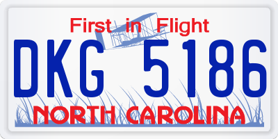NC license plate DKG5186