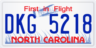 NC license plate DKG5218
