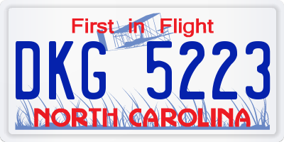 NC license plate DKG5223