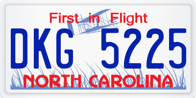 NC license plate DKG5225