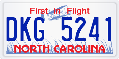 NC license plate DKG5241
