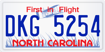 NC license plate DKG5254